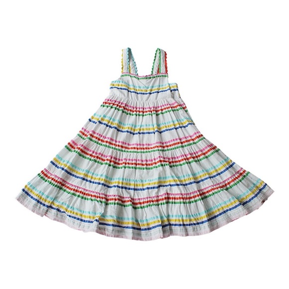 Boden Multi Rainbow  Tiered Twirl Dress Size 8/9